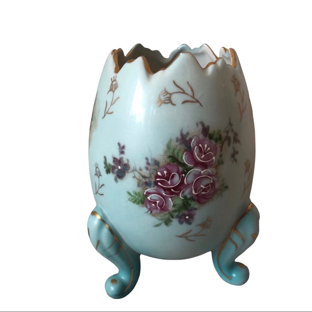 Footed Porcelain Open Easter Egg by Inarco made in Japan Collectible Egg